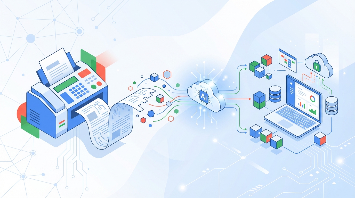 AI OCRでFAX文書をデータ化するイメージ