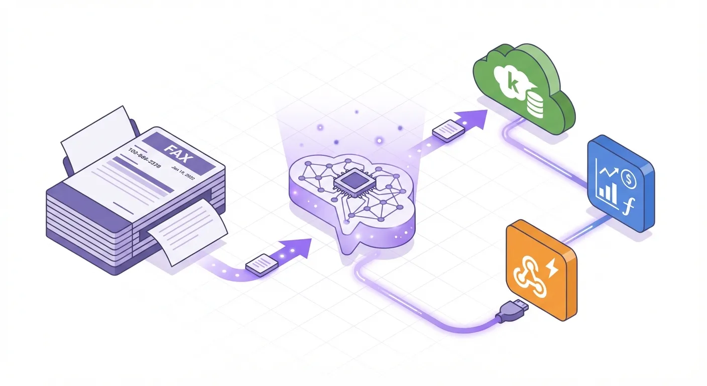 FAX → AI処理 → kintone/freee/Webhook連携フロー